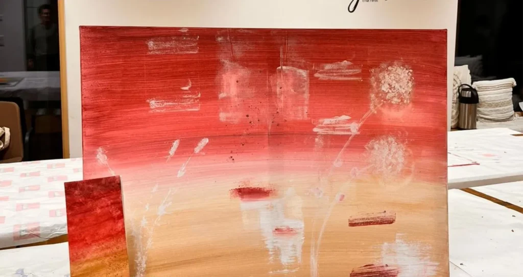 gemaltes Bild mit Verlauf von Rot nach orange